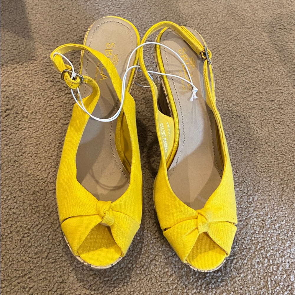 Sbicca Sunny Yellow Slingback Wedges